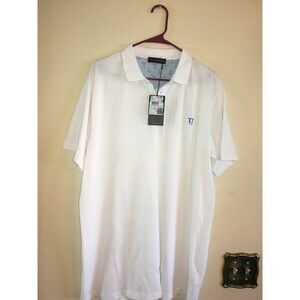 New Men Trussardi Jeans White Cotton Polo Shirt Embroidered Logo Sz XXL See desc